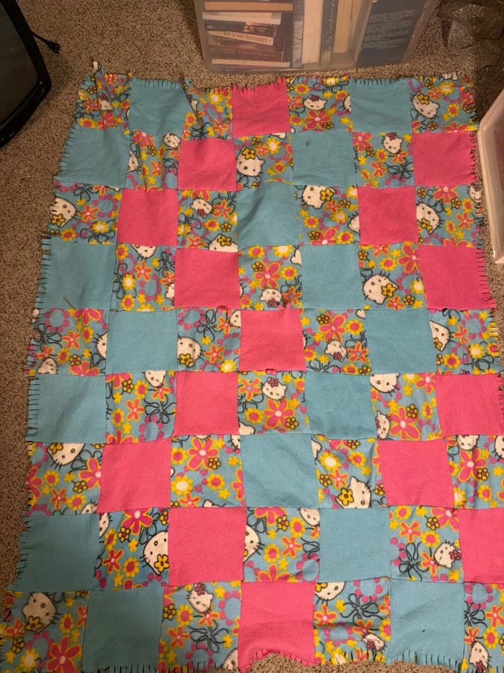 Hello Kitty Fleece Tie Blanket Patchwork Design 58